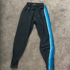 Aviator Nation 5 STRIPE SWEATPANTS - CHARCOAL // BLUE